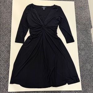 Chaps Black Long-Sleeve Twist-Front Dress